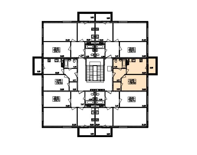 3 этаж 1-комнатн. 35.29 кв.м.