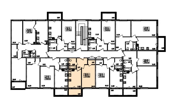 3 этаж 1-комнатн. 36.75 кв.м.