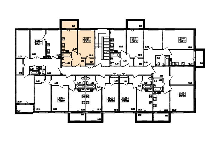 2 этаж 1-комнатн. 36.84 кв.м.