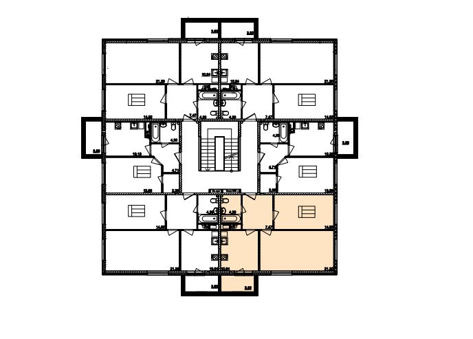 2 этаж 2-комнатн. 58.54 кв.м.