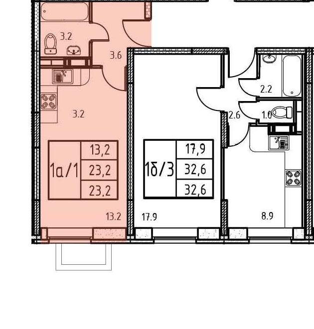 5 этаж 1-комнатн. 24.7 кв.м.