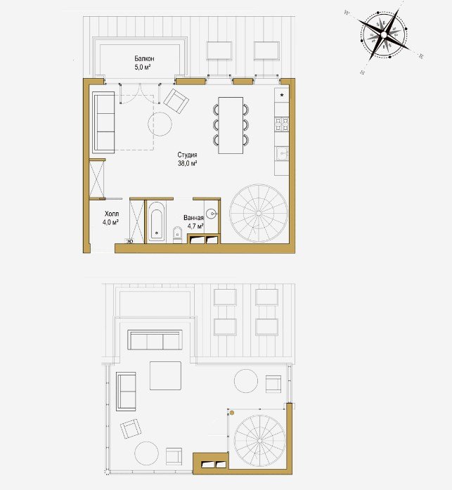 6 этаж 2-комнатн. 94.5 кв.м.