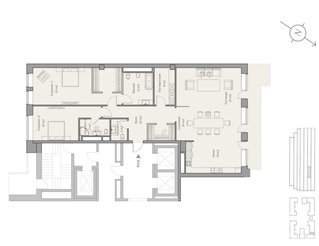 3 этаж 4-комнатн. 180 кв.м.