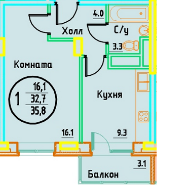 2 ���� 1-�������. 35.8 ��.�.