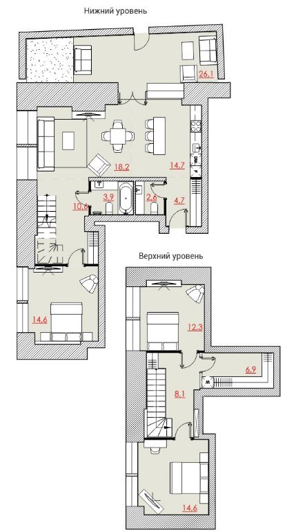 1 этаж 4-комнатн. 137.2 кв.м.