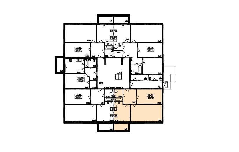 1 этаж 2-комнатн. 59.44 кв.м.