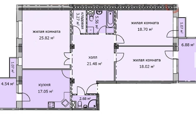 1 этаж 3-комнатн. 125.53 кв.м.