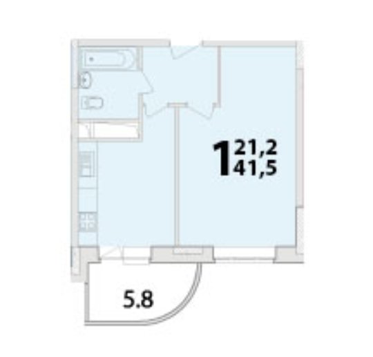 10 этаж 1-комнатн. 41.5 кв.м.
