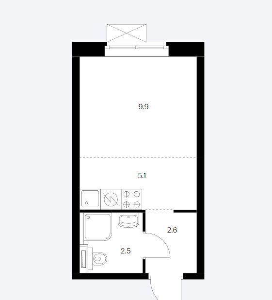 2 этаж 1-комнатн. 20.1 кв.м.
