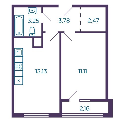 1 этаж 1-комнатн. 34.8 кв.м.
