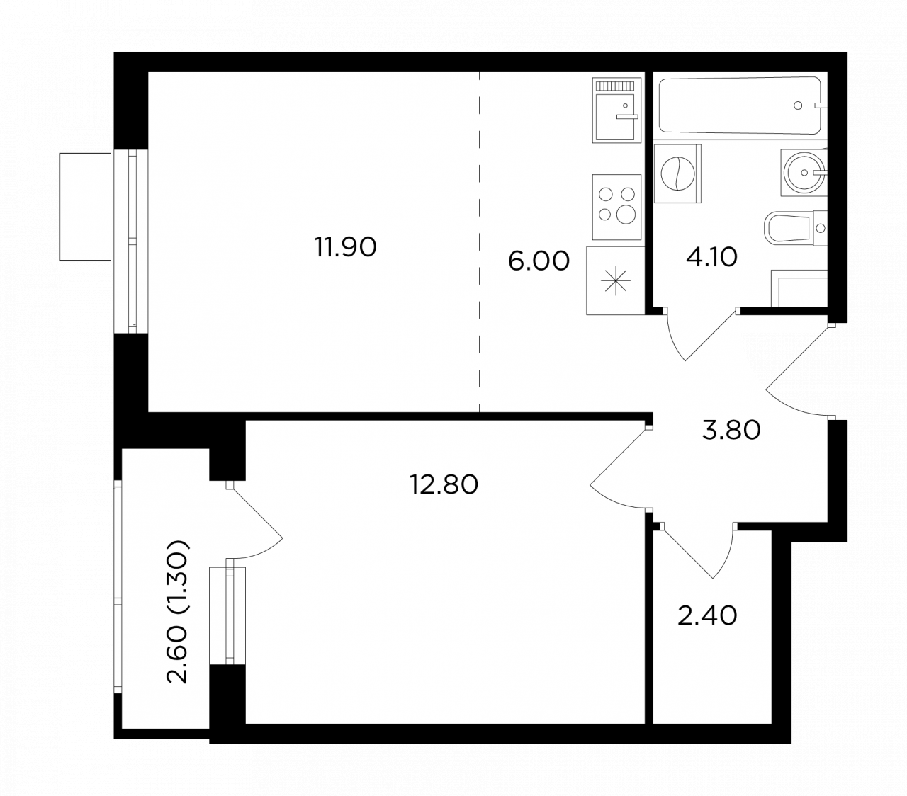 8 этаж 2-комнатн. 42.3 кв.м.