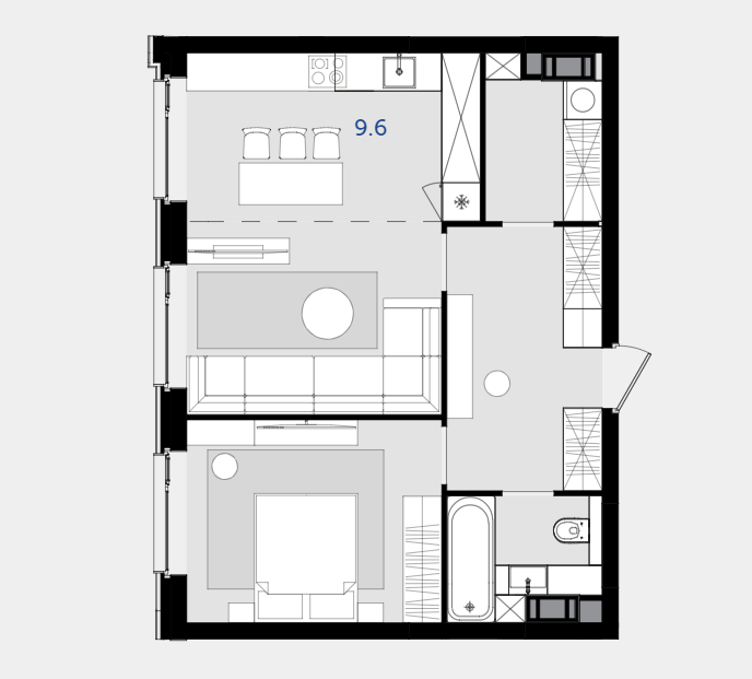 40 этаж 2-комнатн. 56.1 кв.м.