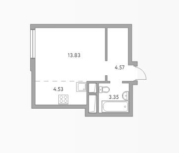 2 этаж 1-комнатн. 26.28 кв.м.