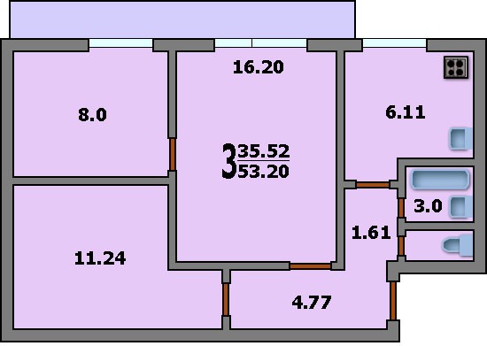 3к кв. Трешка 515/9 планировка. I-515/9м. Трехкомнатная в пятиэтажке планировка. Трехкомнатная квартира 51 кв.м планировка.